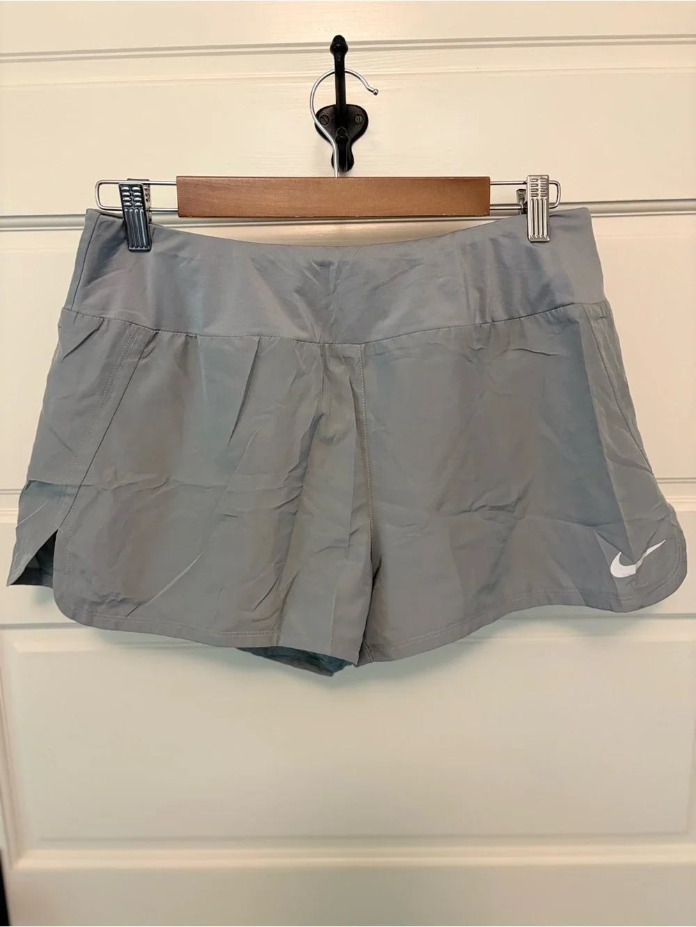 Nike Women’s Light Gray Athletic Shorts with Swoosh